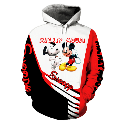 Snoopy The Peanuts, Funny Snoopy And Mickey Mouse Aop Hoodie