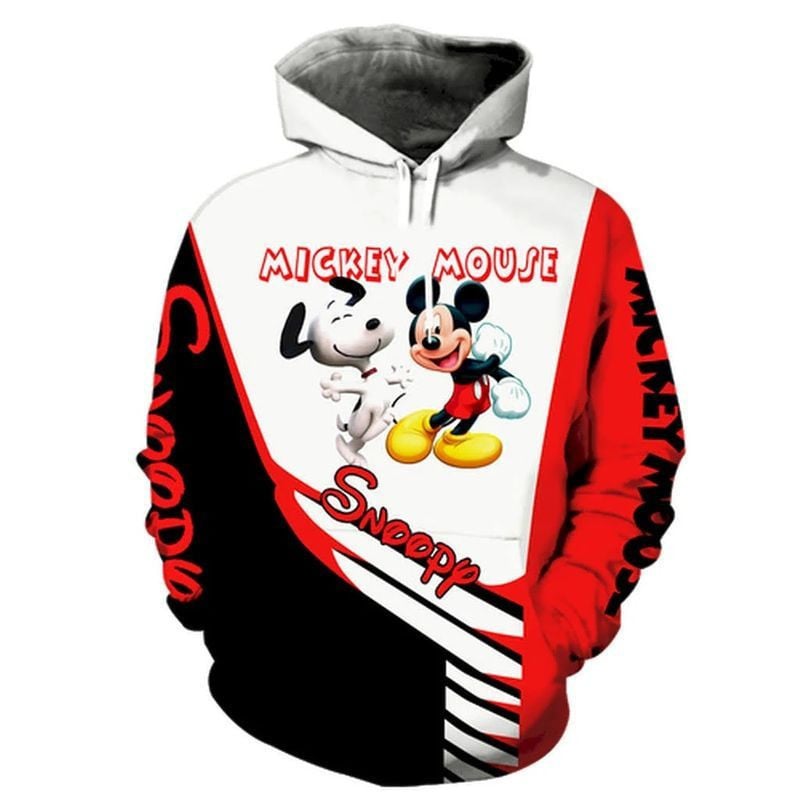 Disney Snoopy And Mickey Mouse 3d Hoodie Zip Hoodie
