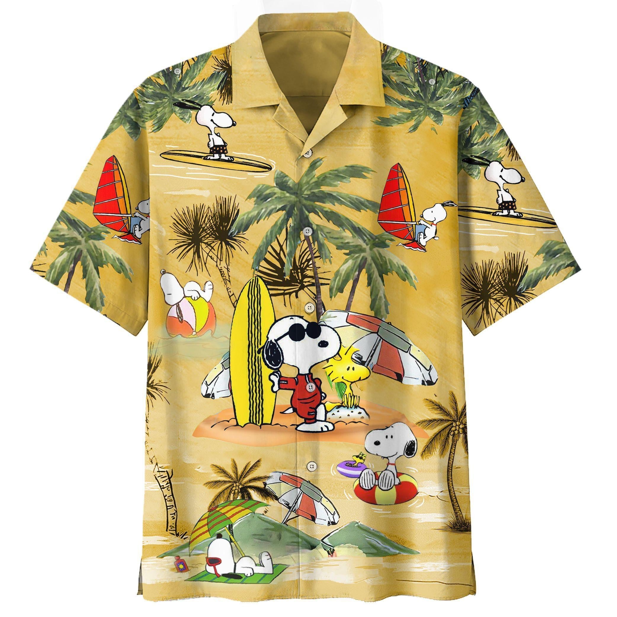 Cartoon Snoopy The Peanuts, Funny Snoopy Summer Time Short Sleeve Hawaiian Set 61