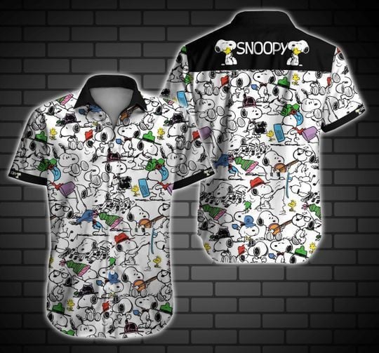 Snoopy Hawaiian Graphic Print Short Sleeve Hawaiian Casual Shirt 94