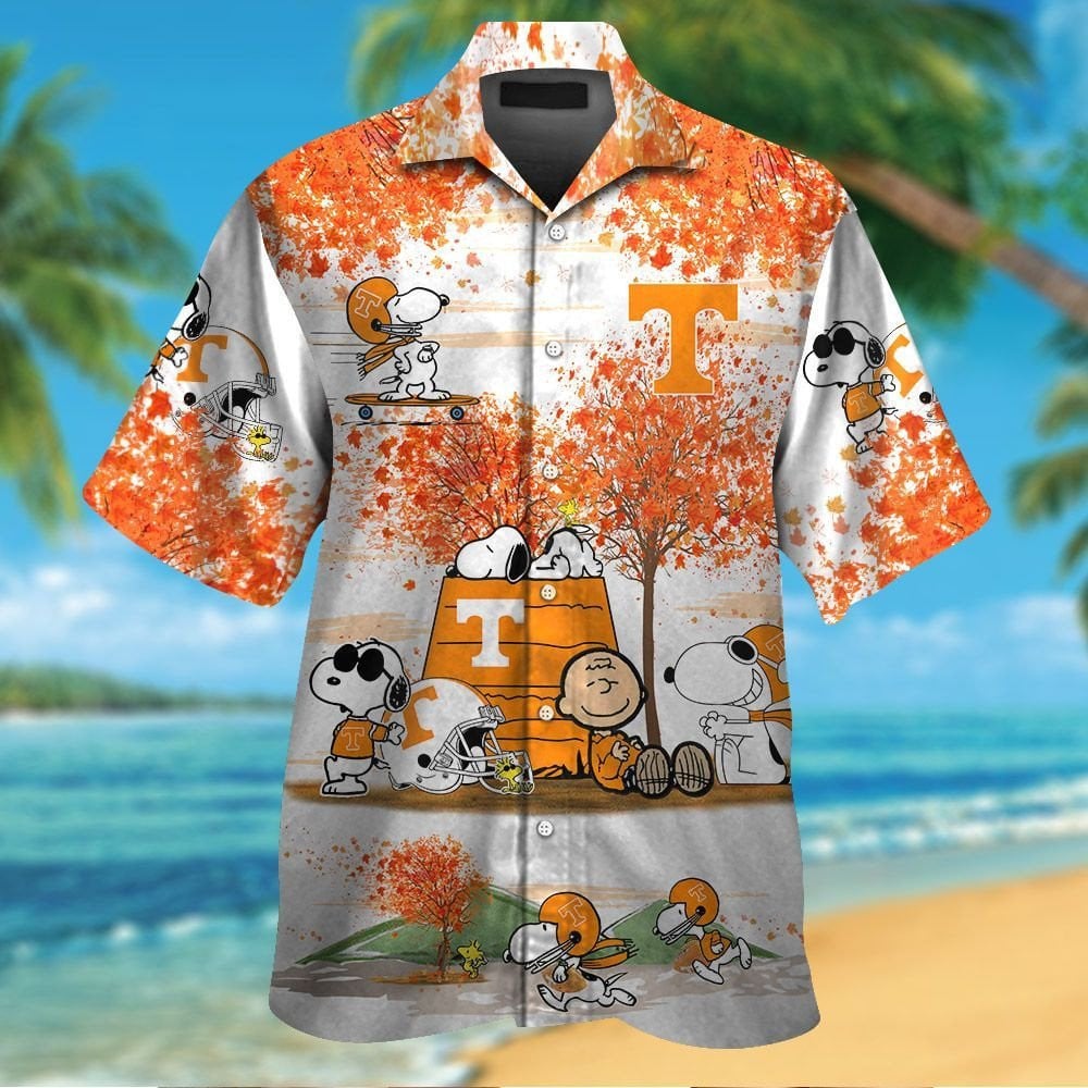 Tennessee Volunteers Snoopy Autumn Short Sleeve Button Up Tropical Aloha Hawaiian Shirts For Men Women Ncaa