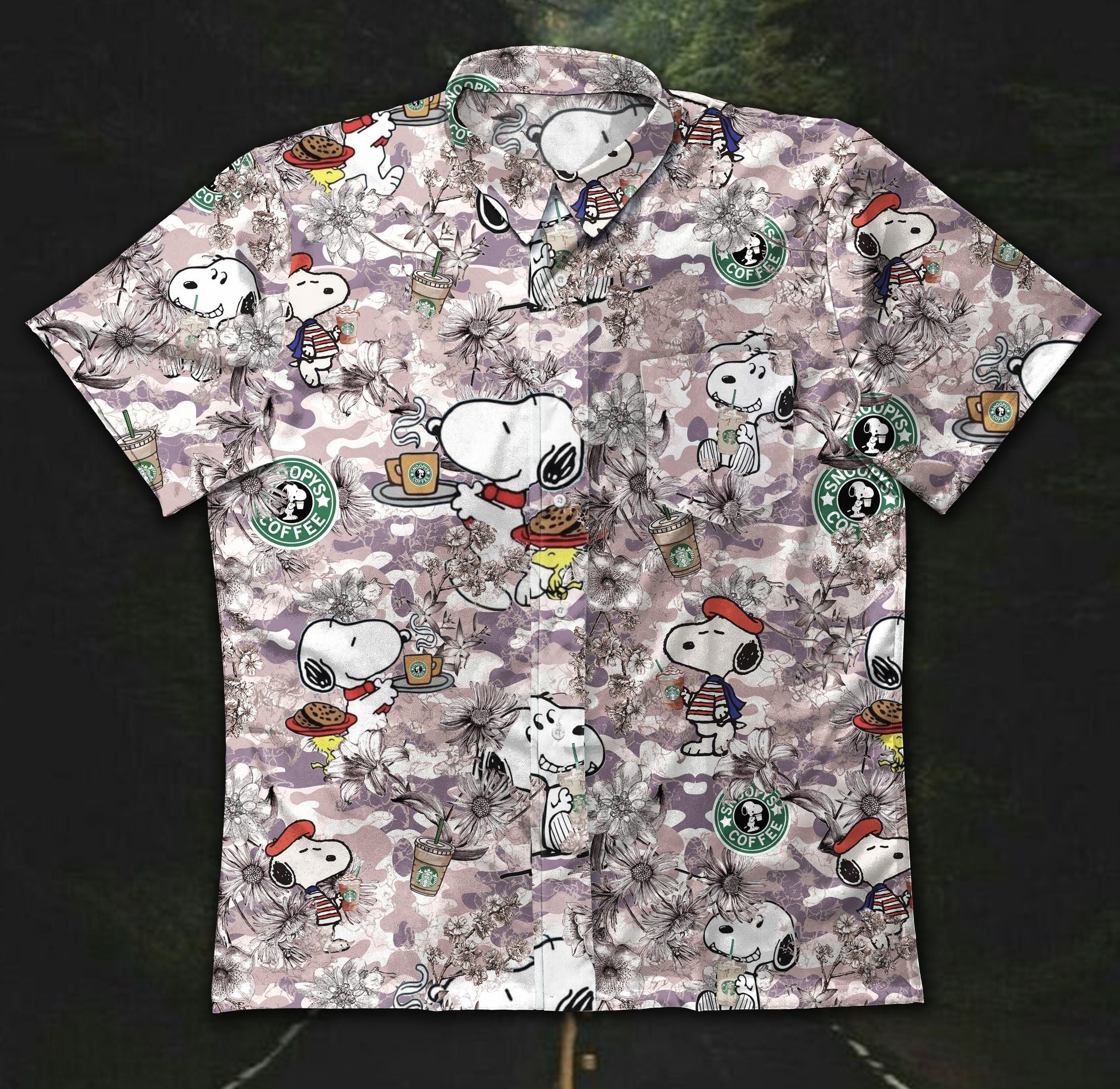 Hawaii Shirt Snoopy Drink Coffee Vintage Cotton Hawaiian Shirt-zx10163