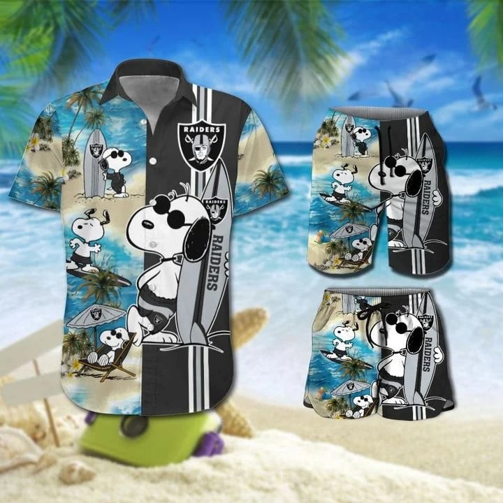 Snoopy And Oakland Raiders Hawaiian Shirt