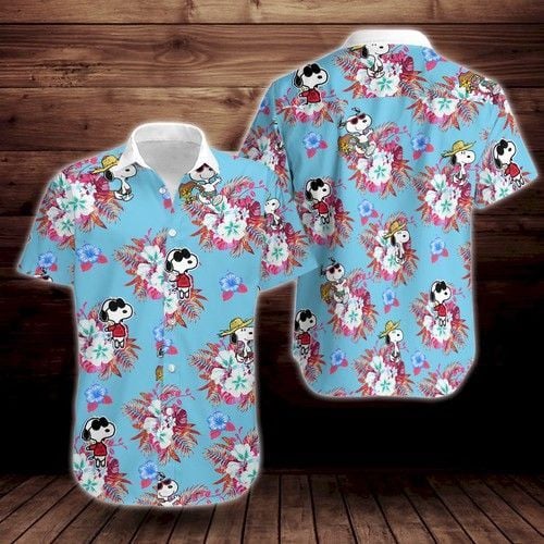 Snoopy Flower Short Sleeve Hawaiian Shirt