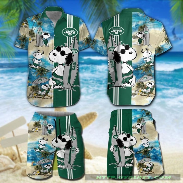 New York Jets Snoopy Surfing Hawaiian Shirt