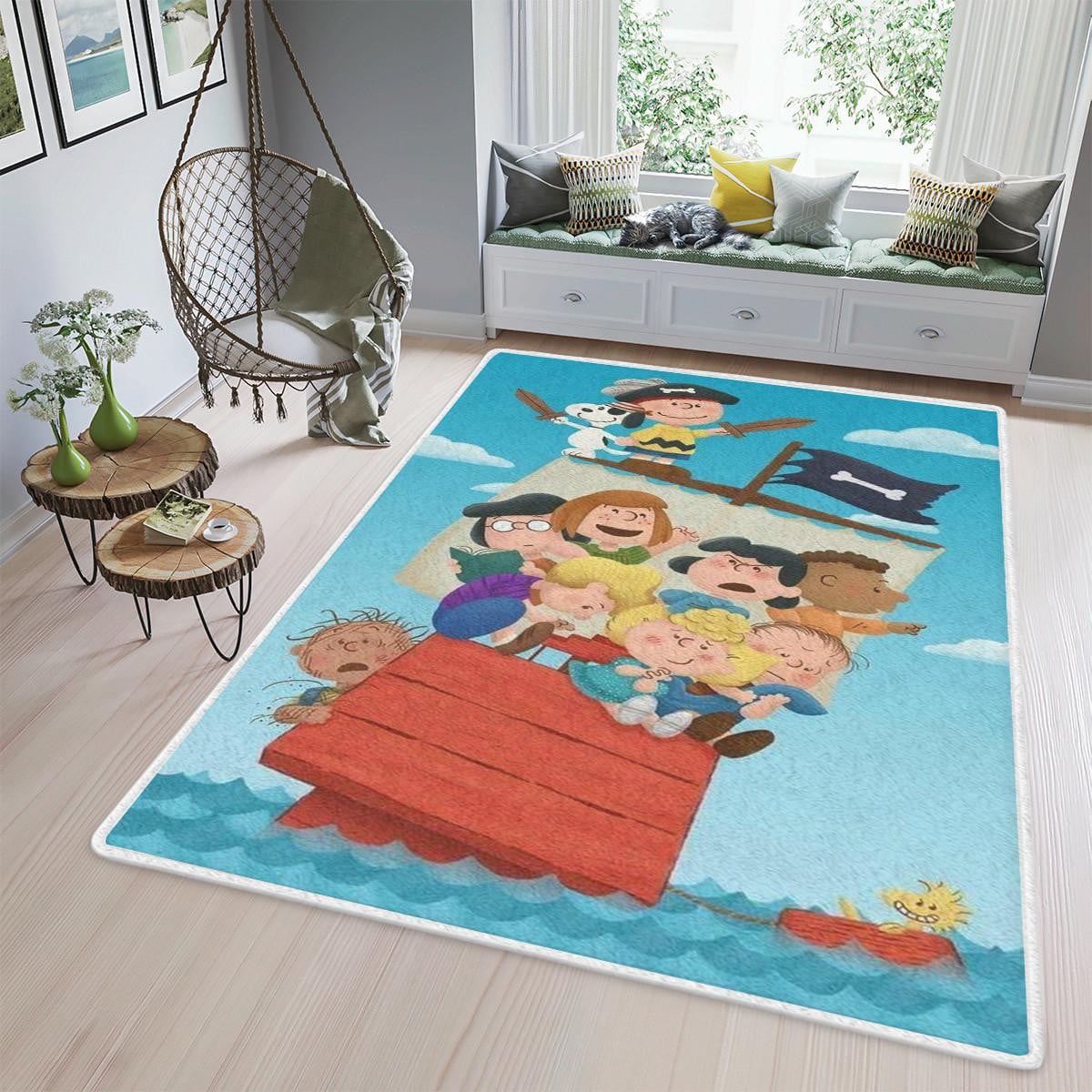 Snoopy Peanuts &amp; Friends One Piece Fan Gift, Snoopy Peanuts &amp; Friends Rug Home Decor Floor Decor