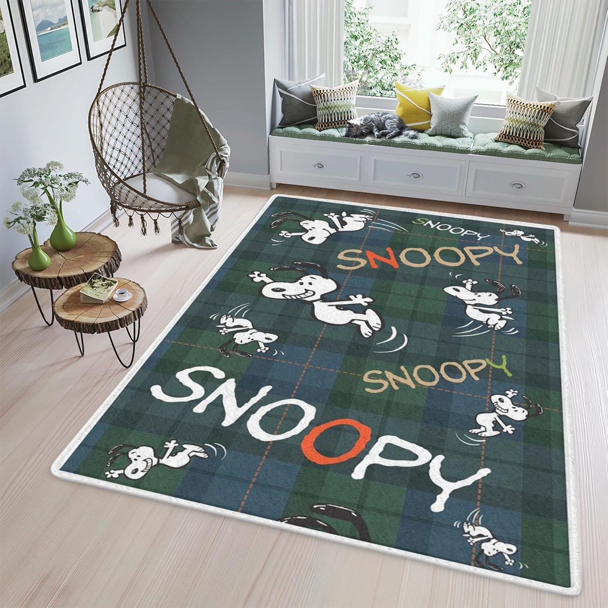 Funny Snoopy, Snoopy Rug Living Room, Snoopy Gift For Fan, Peanuts Snoopy Rug Home Decor Floor Decor