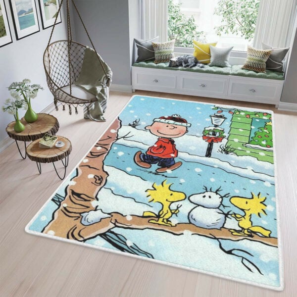 Peanuts Charlie Brown Christmas Holiday Area Rug Living Room, Christmas Gift, Peanuts For Fan Rug Home Decor Floor Decor