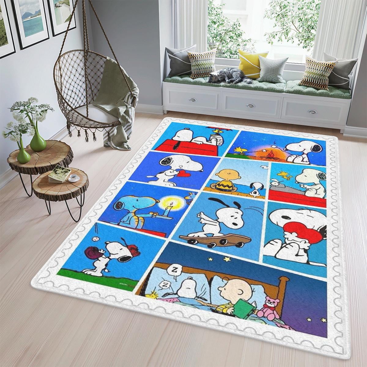 Peanuts Area Rug Living Room, Peanuts Snoopy Charlie Brown Woodstock Gift For Fan Rug Home Decor Floor Decor