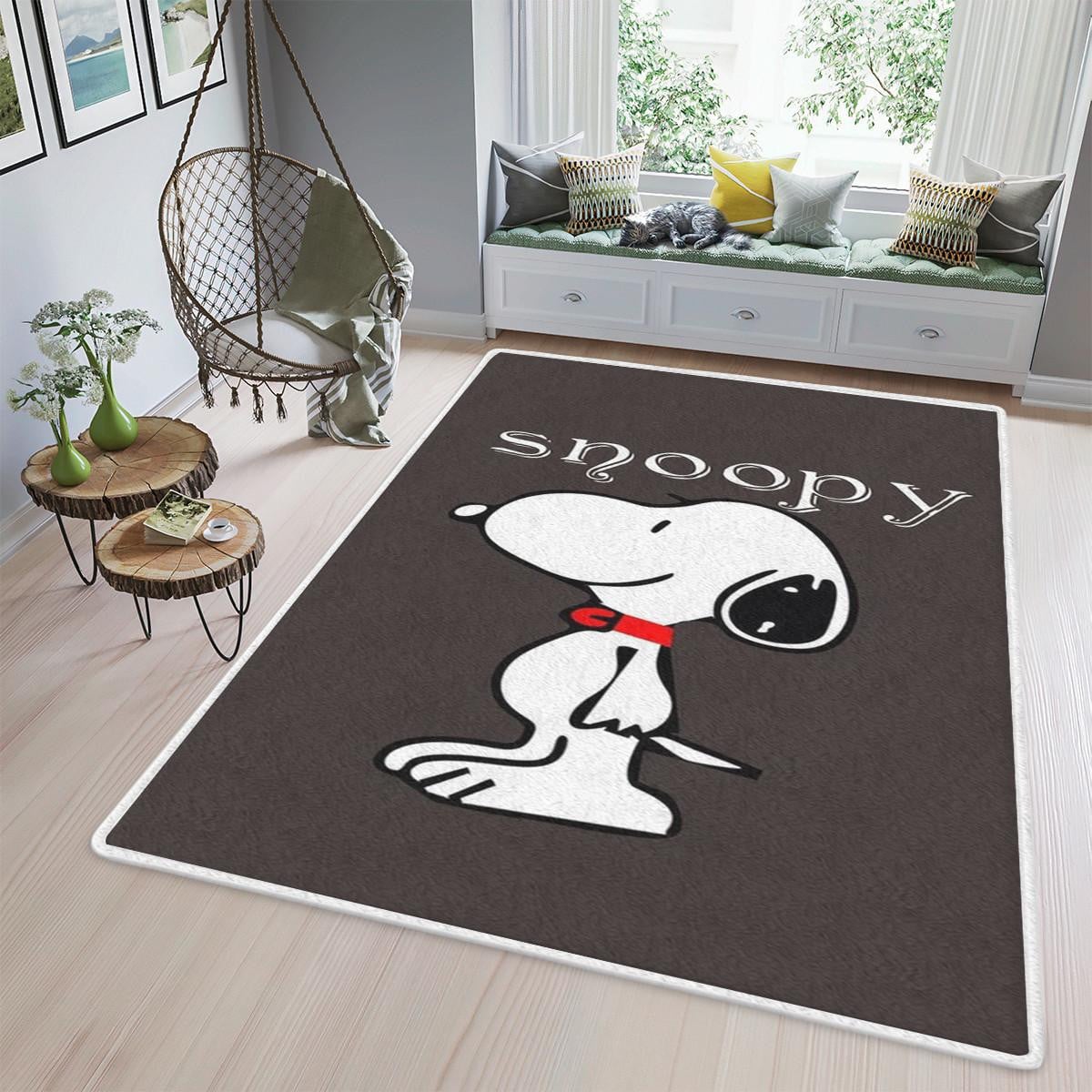 Snoopy Area Rug Living Room, Funny Peanuts Snoopy Gift For Fan Rug Home Decor Floor Decor