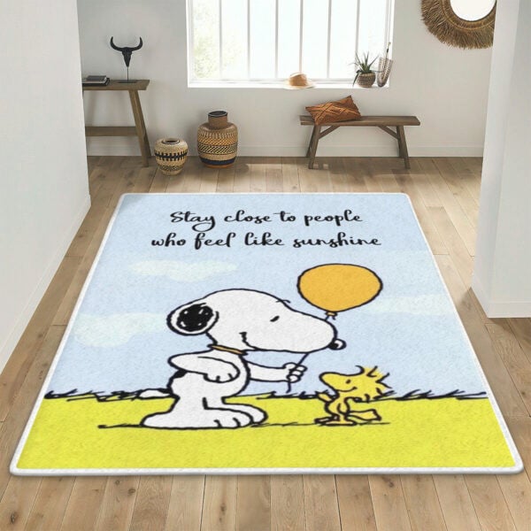 Peanuts Snoopy Area Rug Living Room, Snoopy Peanuts Woodstock Stay Close To People Who Feel Like Sunshine Rug Home Decor Floor Decor 658