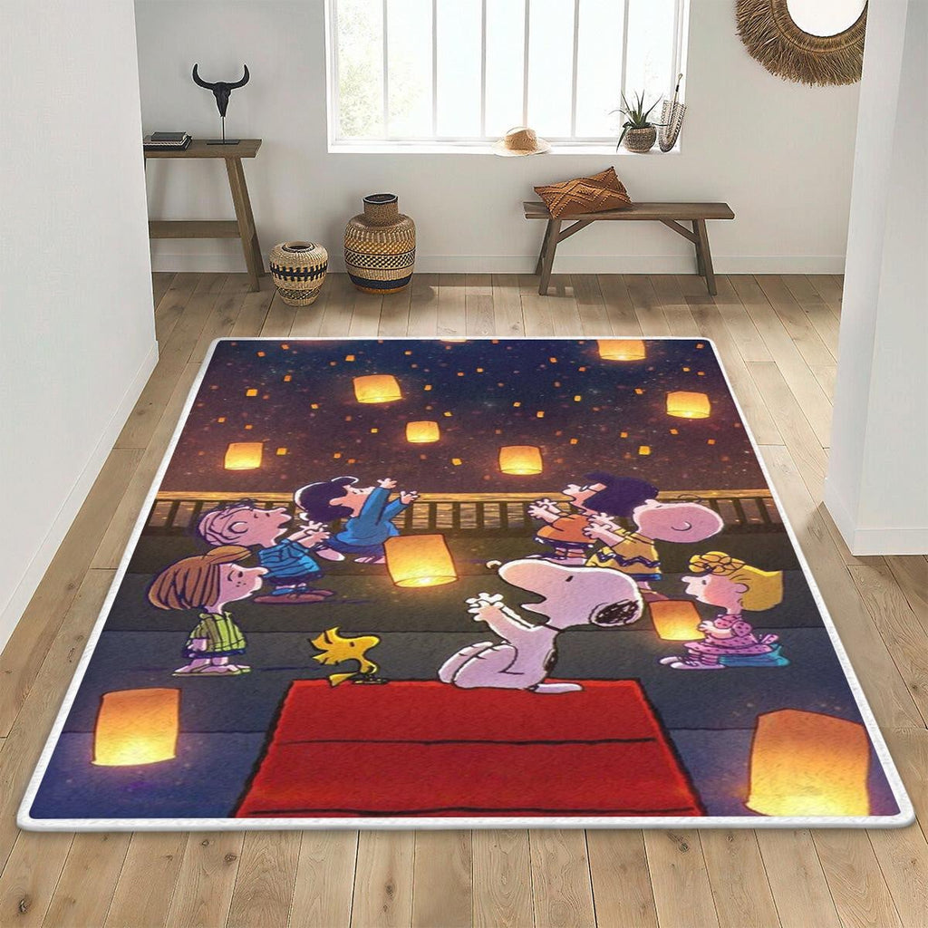 Snoopy And Peanuts Area Rug Living Room,snoopy And Friends Happy New Year Rug Home Decor Floor Decor