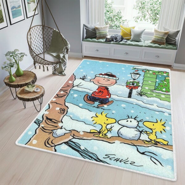 Christmas Gift, Peanuts Area Rug Living Room, Peanuts, Charlie Brown Snoopy Woodstock Gift For Fan Rug Home Decor Floor Decor 1603