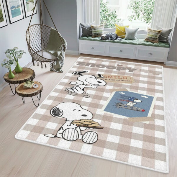 Snoopy Peanuts Smile For The Camera Fan Gift, Snoopy Peanuts Rug Home Decor Floor Decor 380