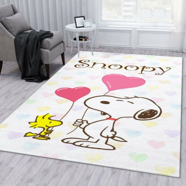 Snoopy Woodstock Peanuts Cartoon Area Rug Living Room, Snoopy Gift For Fan Rug Home Decor Floor Decor 1614