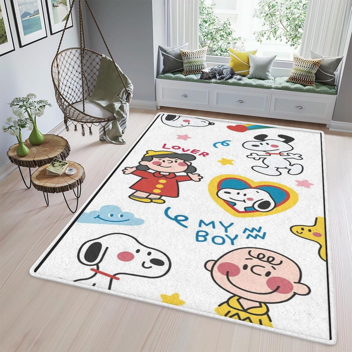Snoopy Peanuts &amp; Friends Fan Gift, Snoopy Peanuts &amp; Friends Rug Home Decor Floor Decor