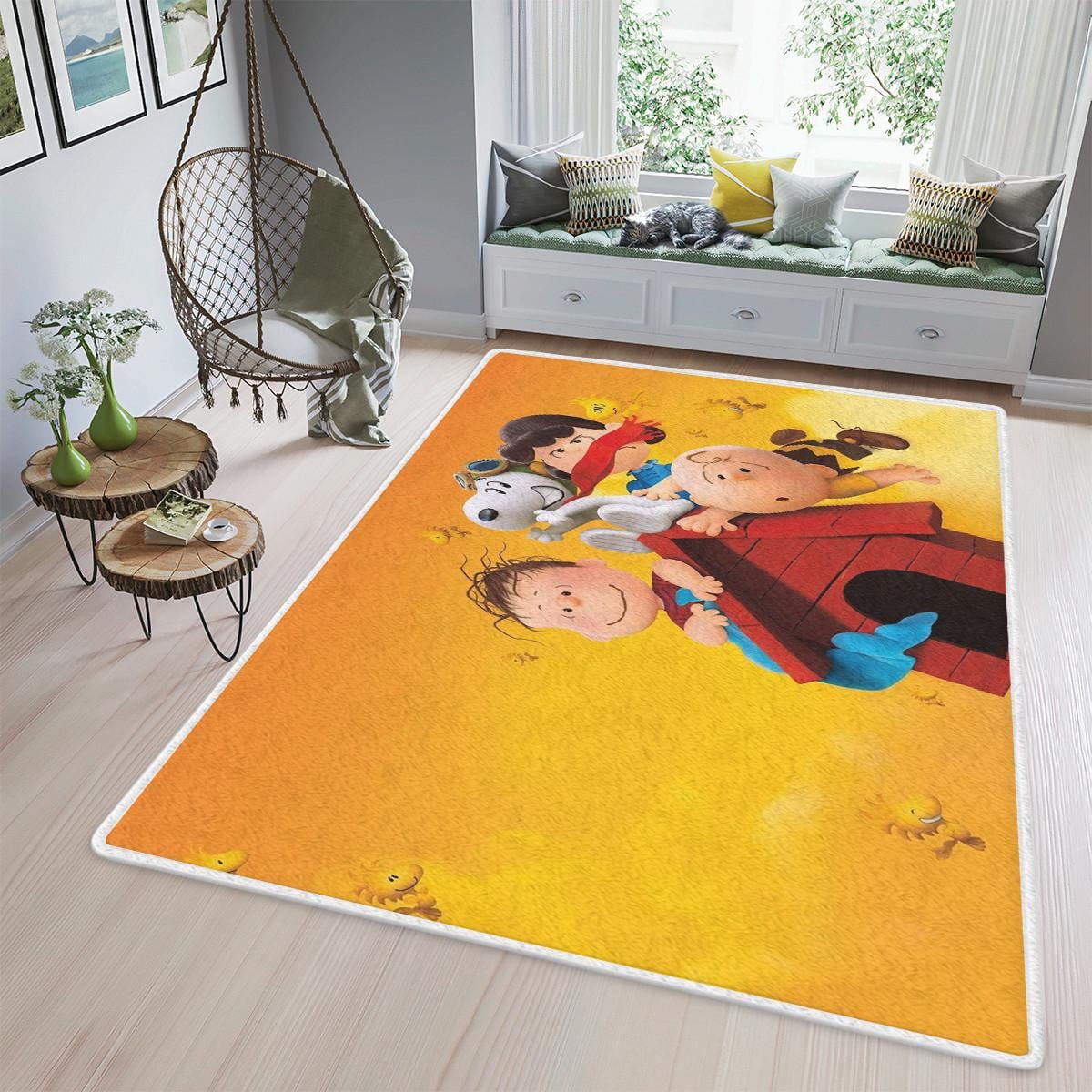 Peanuts All Character Area Rug Living Room, Snoopy Charlie Brown Woodstock Pig Pen 2 Gift For Fan Rug Home Decor Floor Decor