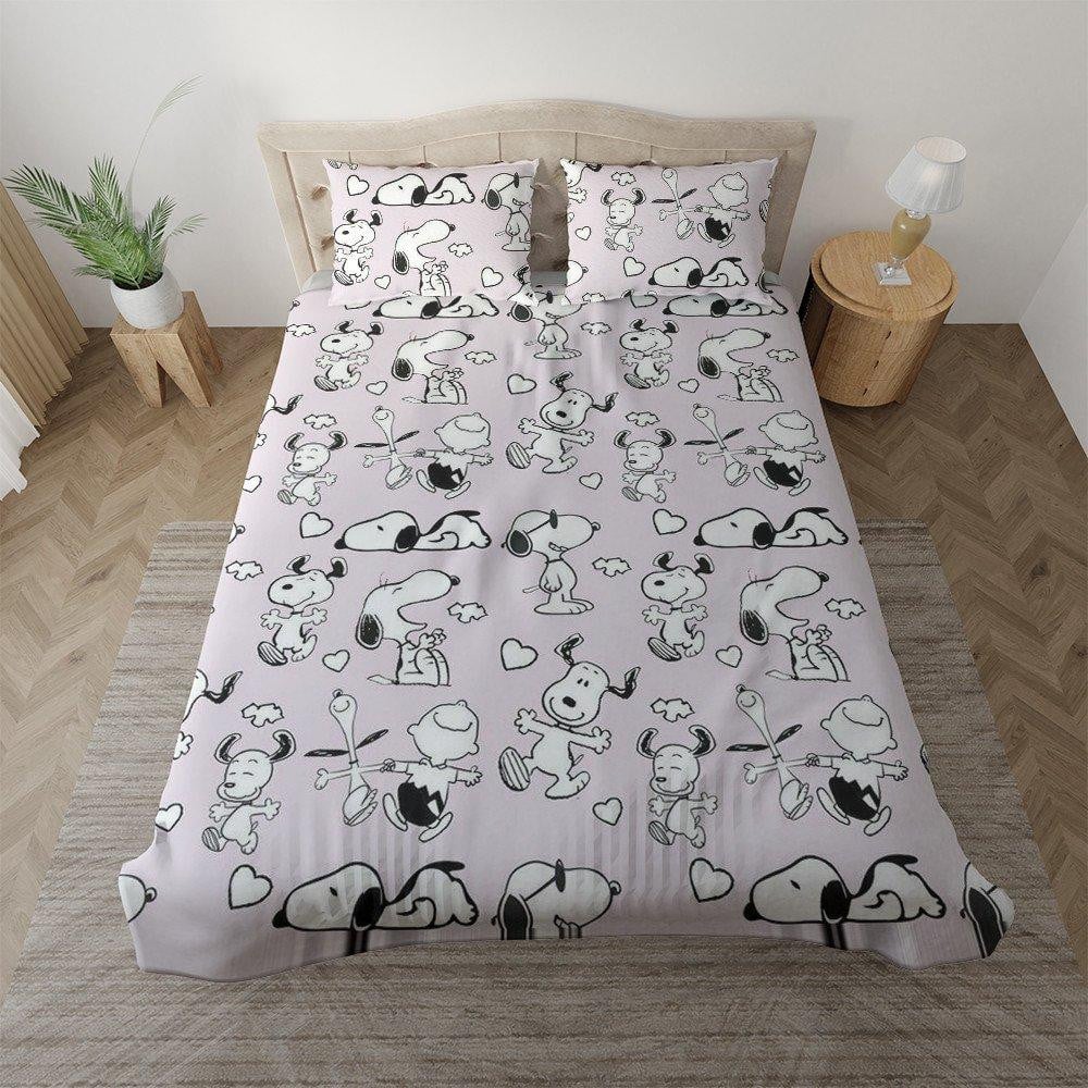 Snoopy Fan Gift, Funny Snoopy And Charlie Brown Duvet Quilt Bedding Set