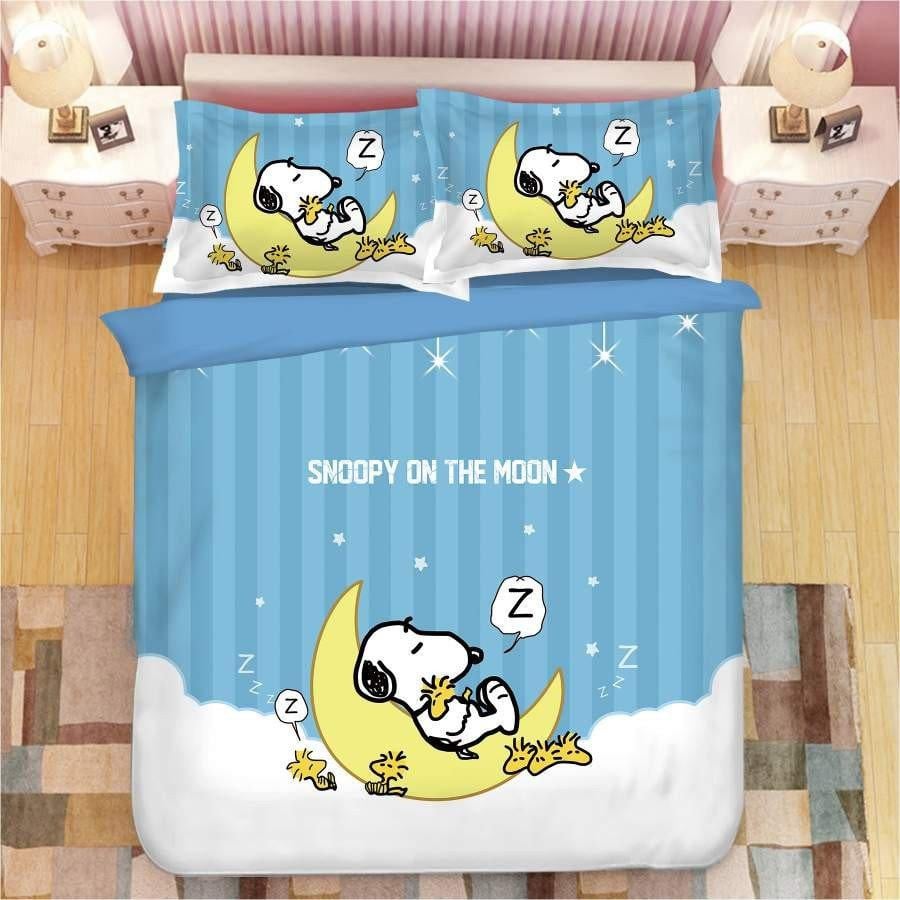 Snoopy And Woodstock The Peanuts Fan Gift, Snoopy On The Moon Duvet Bedding Set