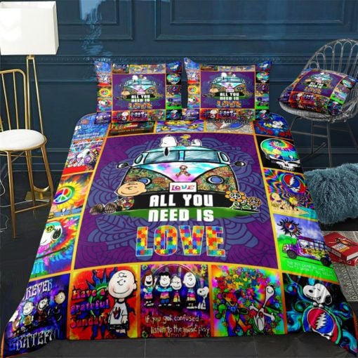 Grateful Dead Snoopy Duvet Quilt Bedding Set