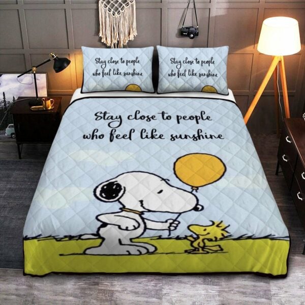 Snoopy Peanuts Woodstock Stay Close To People Who Feel Like Sunshine, Gift For Fan Duvet Quilt Bedding Set 754