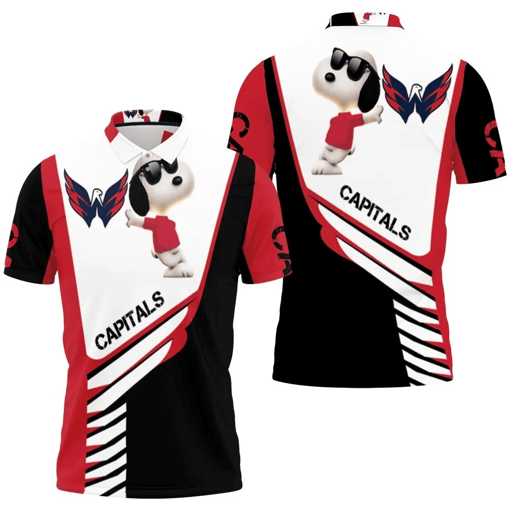 Mens & Womens Washington Capitals Snoopy For Fans 3D All Over Print Polo Shirt
