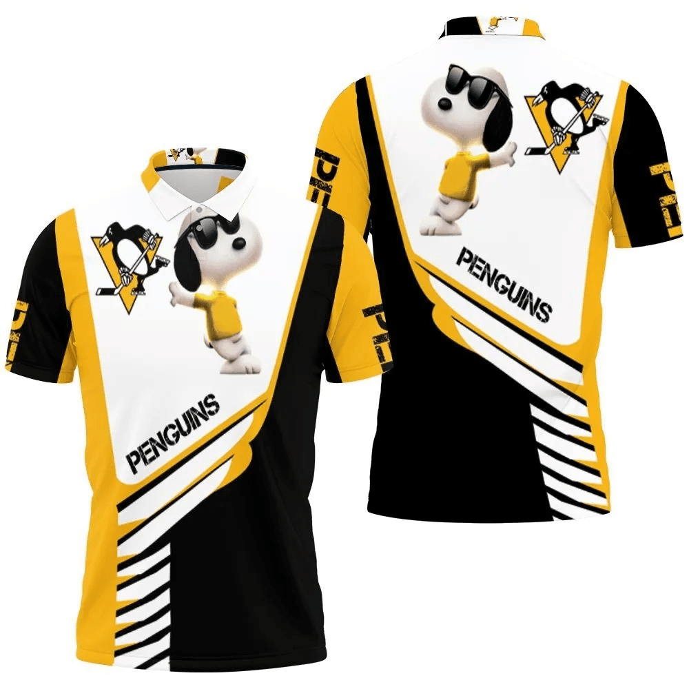 Mens & Womens Pittsburgh Penguins Snoopy For Fans 3D All Over Print Polo Shirt