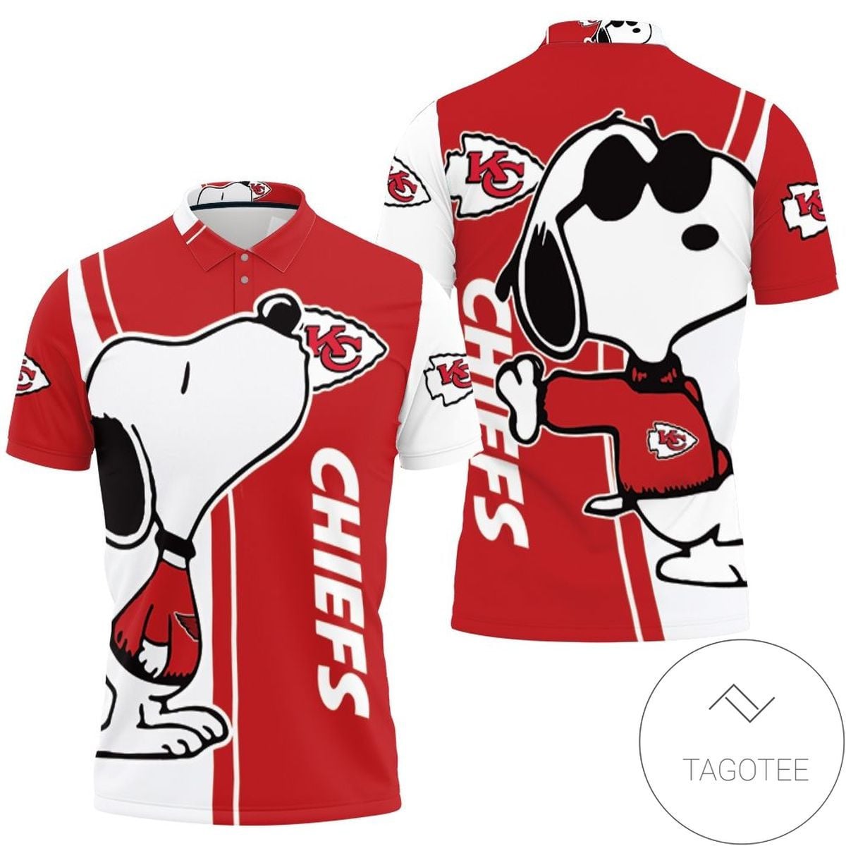 Mens & Womens Kansas City Chiefs Snoopy Lover 3d Printed All Over Print Polo Shirt