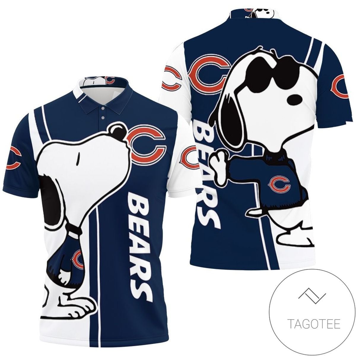 Mens & Womens Chicago Bears Snoopy Lover 3d Printed All Over Print Polo Shirt