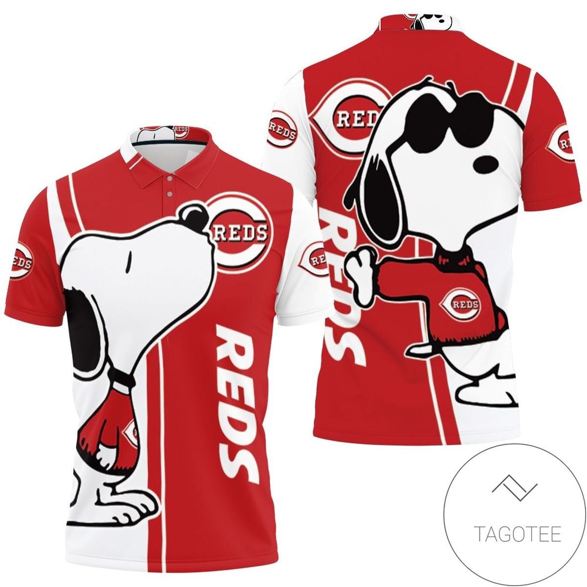 Mens & Womens Cincinnati Reds Snoopy Lover 3d Printed All Over Print Polo Shirt