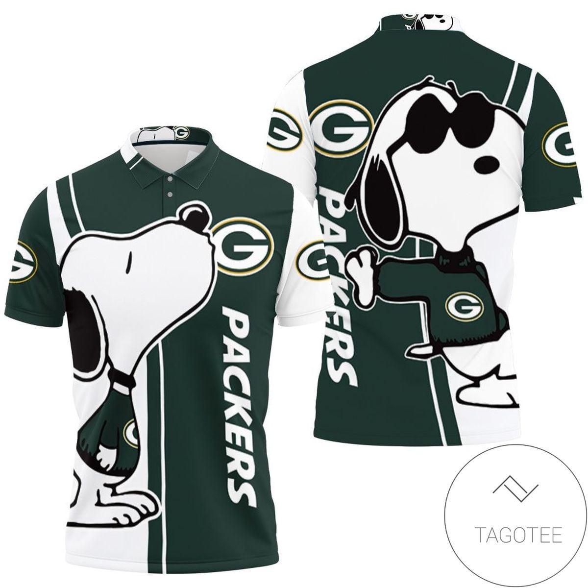 Mens & Womens Green Bay Packers Snoopy Lover 3d Printed All Over Print Polo Shirt