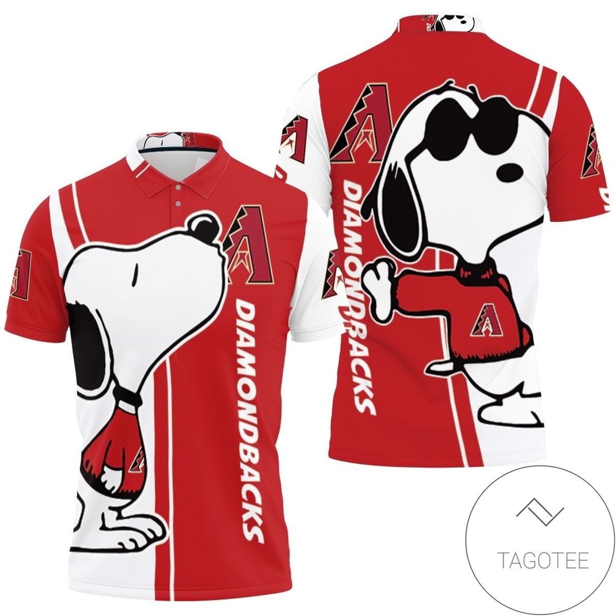Mens & Womens Arizona Diamondbacks Snoopy Lover 3d Printed All Over Print Polo Shirt