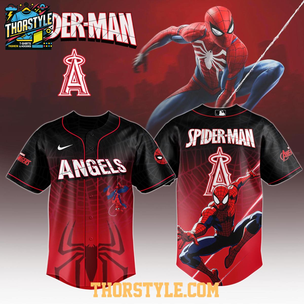 Los Angeles Angels x Spider Man Game Night 2025 The Hero Baseball Jersey 