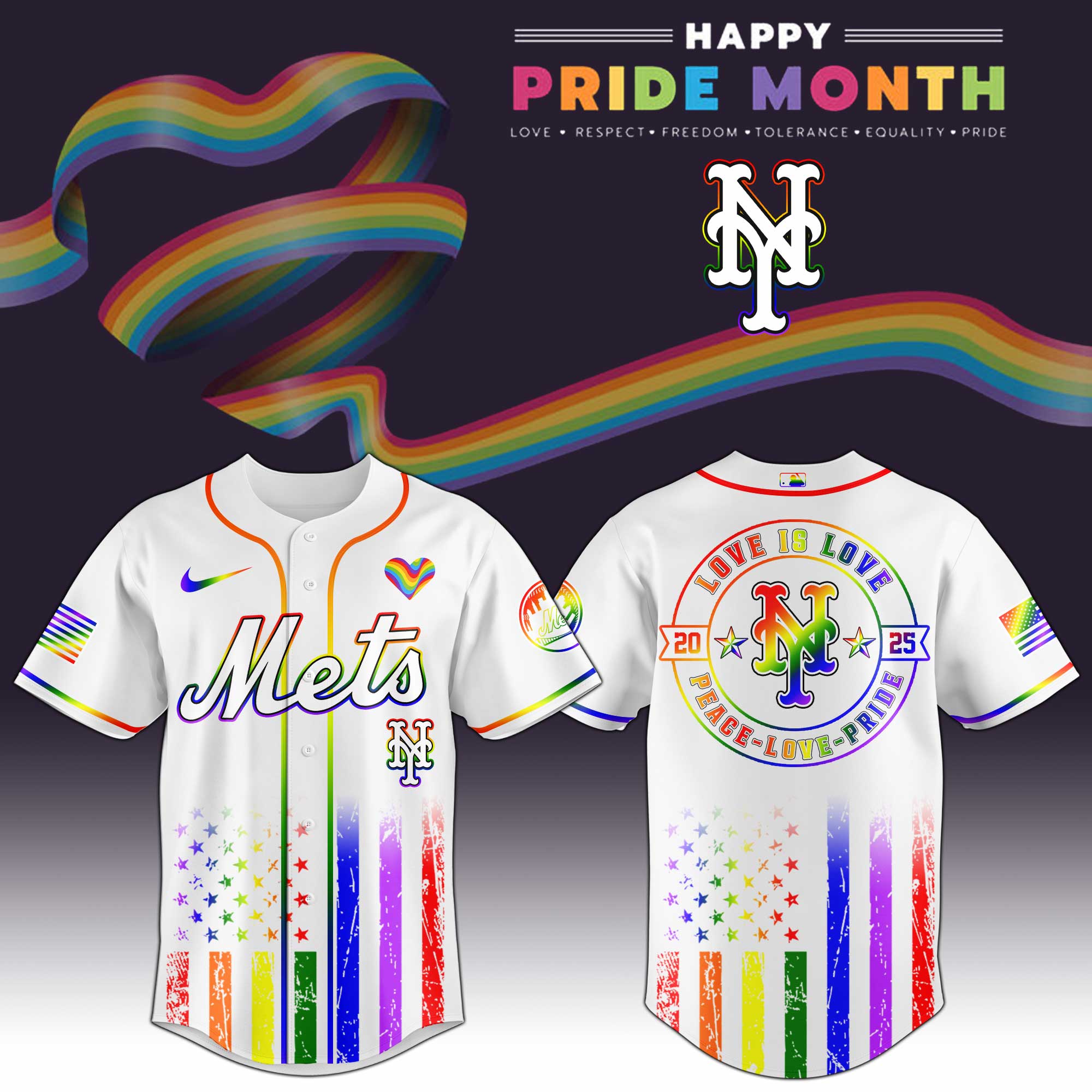 New York Mets Happy Pride Month Baseball Jersey 