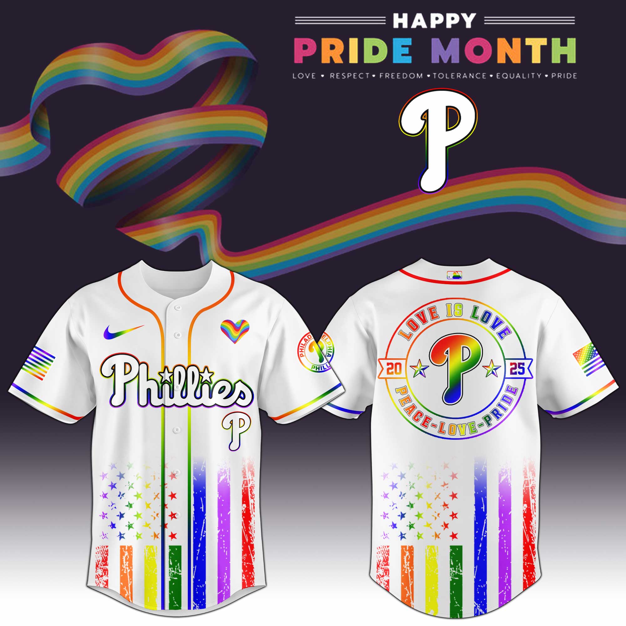 Philadelphia Phillies Happy Pride Month Baseball Jersey 