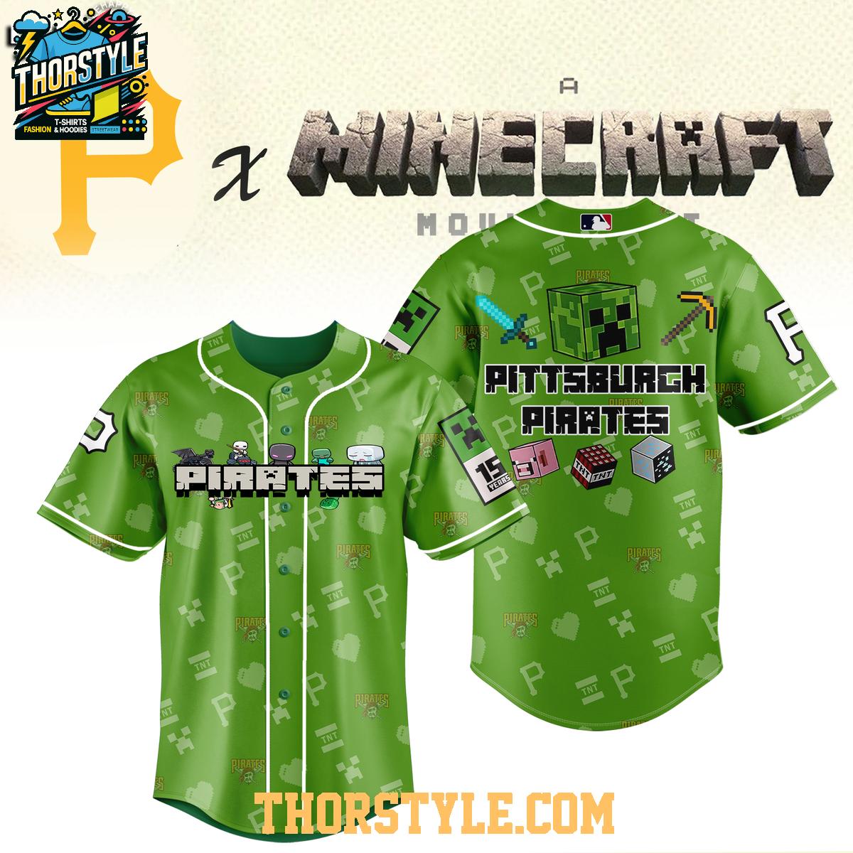 Pittsburgh Pirates Enjoying 2025 Minecraft Green Time Baseball Jersey 