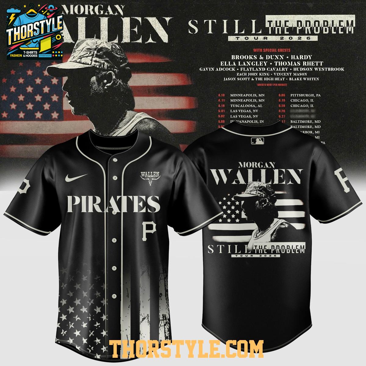 Pittsburgh Pirates Morgan Wallen 2025 Still The Problem Tour MLB Baseball Jersey 