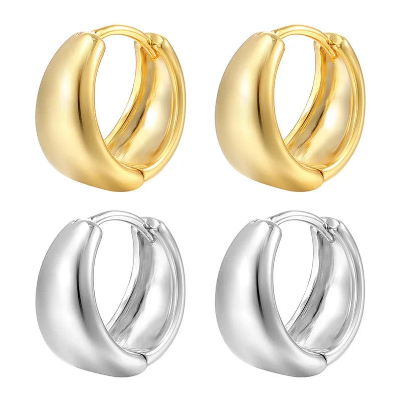 Fashionable Women'S Copper Material Trend Hoop Earrings Smooth Round Earrings Brand Hoop Earrings Jewelry