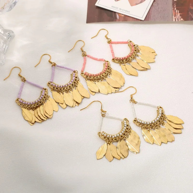 Meiyang MEIYANG [] Miaojiang Earrings, Ethnic Style Round Rings, Fringed Carved Ear Hooks/ear Clips - Friday