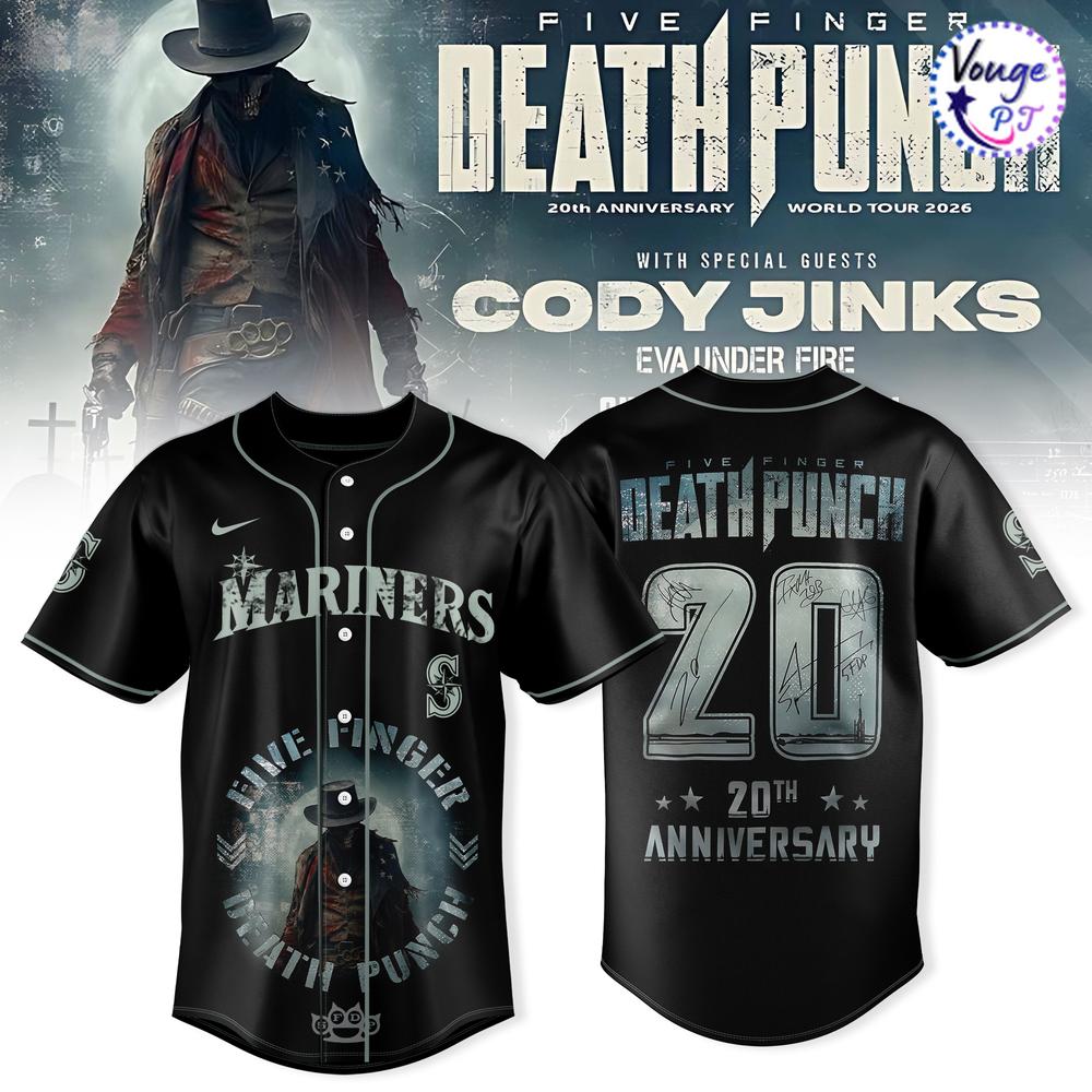 Seattle Mariners X Five Finger Death Punch 20th Anniversary World Tour 2026 Baseball Jersey 