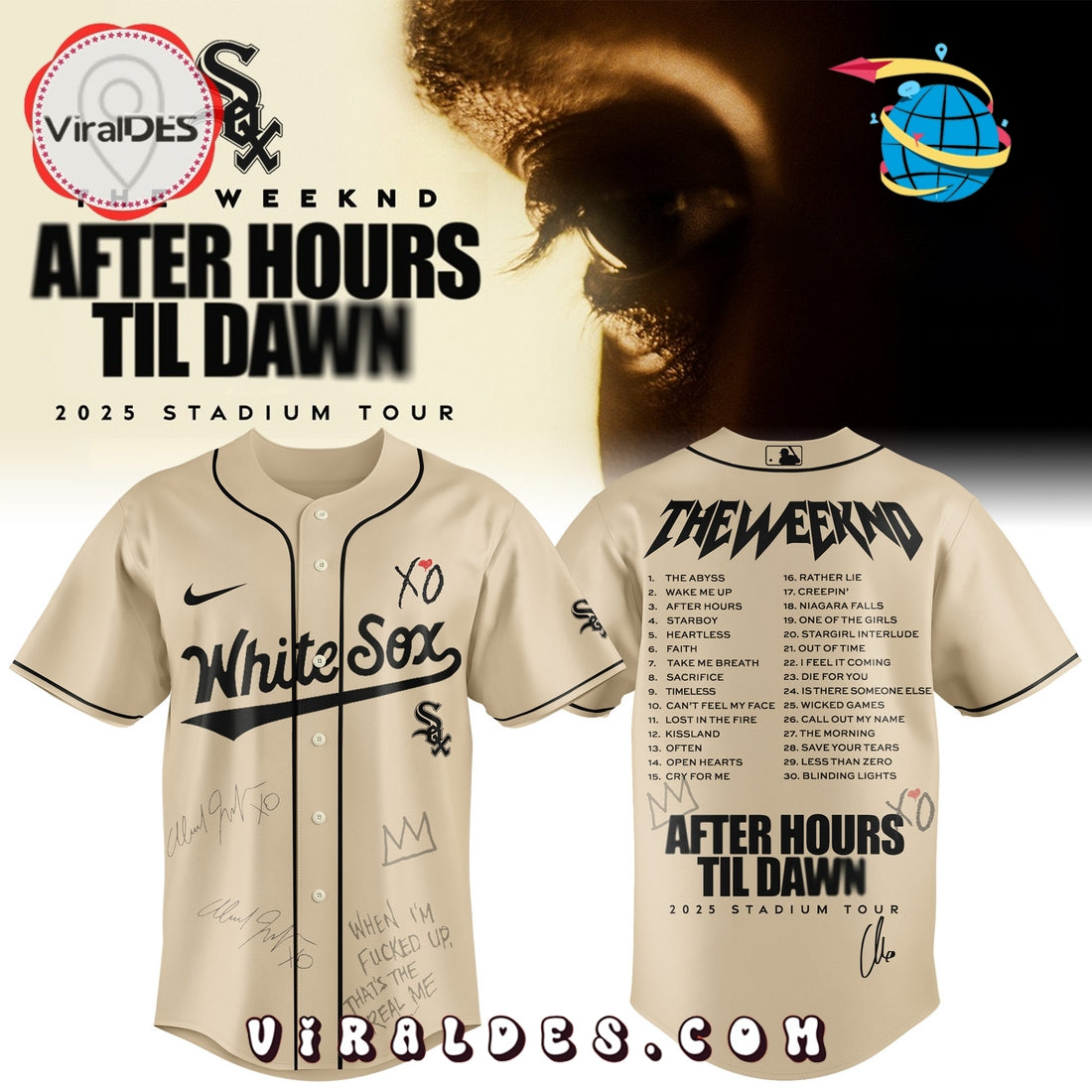 Chicago White Sox x The Weeknd After Hours Til Dawn Baseball Jersey