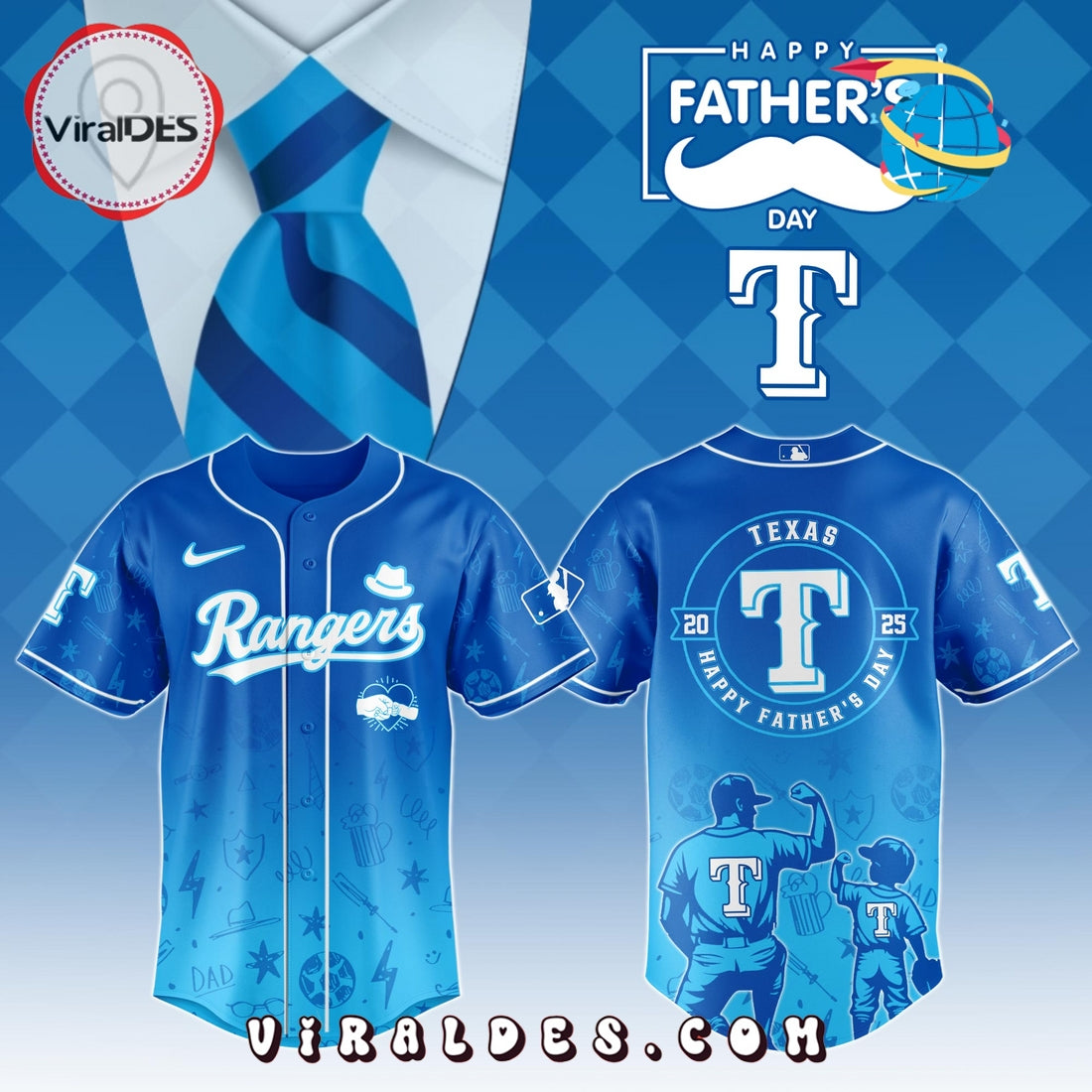 Texas Rangers Father's Day Baseball Jersey
