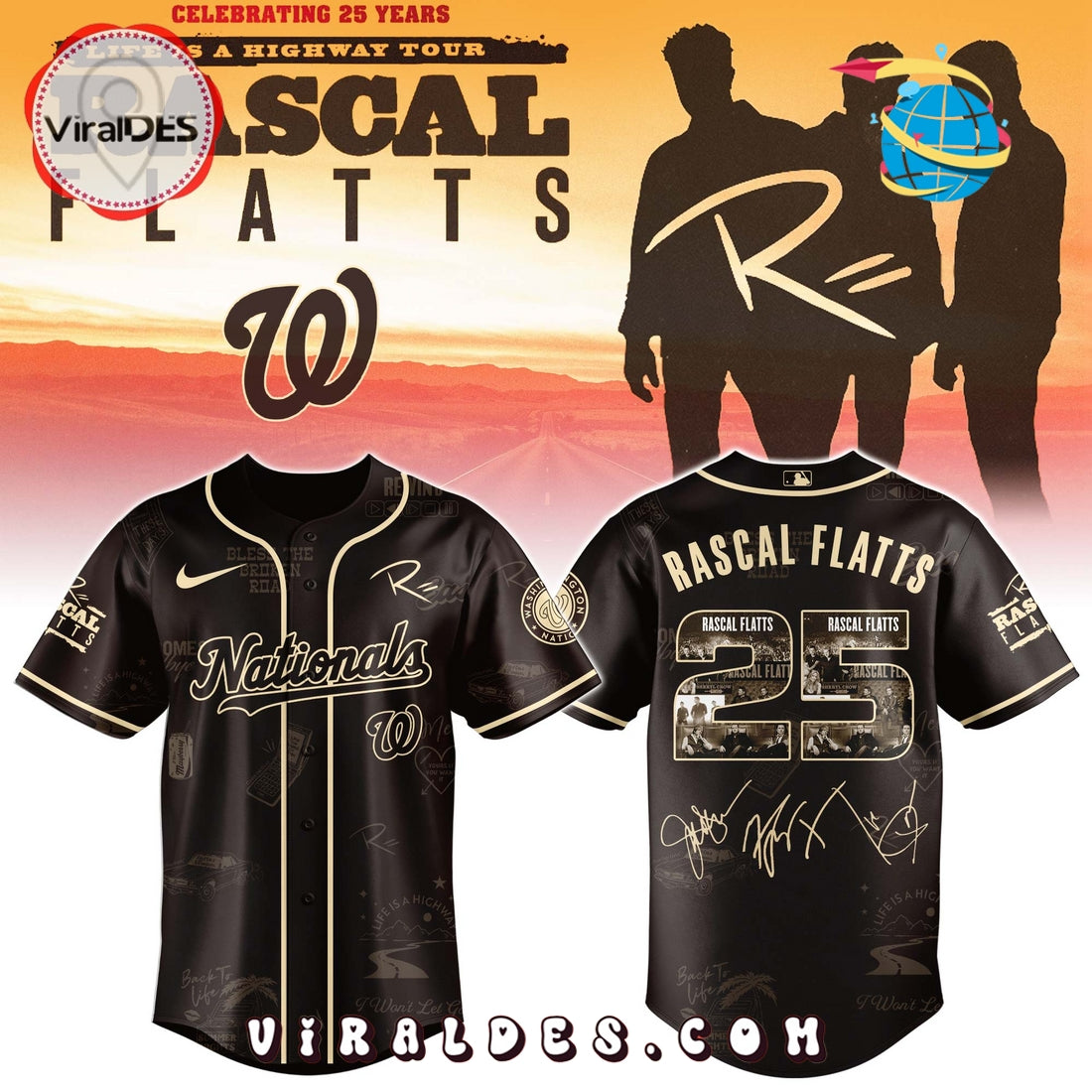 Washington Nationals MLB x Rascal Flatts Life Is a Highway Tour Jersey